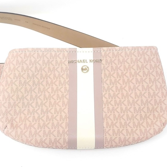 MICHAEL KORS Signature Stripe Fanny Pack/ Crossbody Bag, Pink w/ MK Logo - NWT - Picture 4 of 16